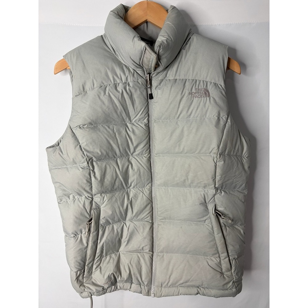 The North Face Nuptse 700 Down Puffer Vest Womens M Gray Winter Outdoor Thermal